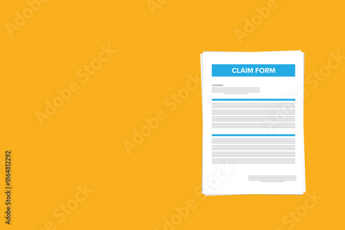 Application claim form, vector graphic illustration image, tax, mortgage, loan, document, paper, list illustration, bank statement agreement, survey questionnaire
