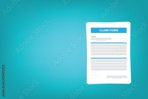 Application claim form, vector graphic illustration image, tax, mortgage, loan, document, paper, list illustration, bank statement agreement, survey questionnaire