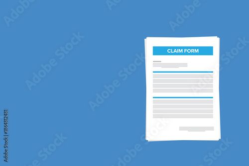 Application claim form, vector graphic illustration image, tax, mortgage, loan, document, paper, list illustration, bank statement agreement, survey questionnaire