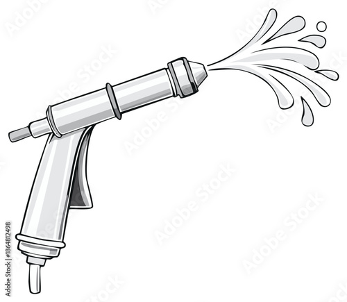 Water Spray Gun Spreading Liquid Droplets