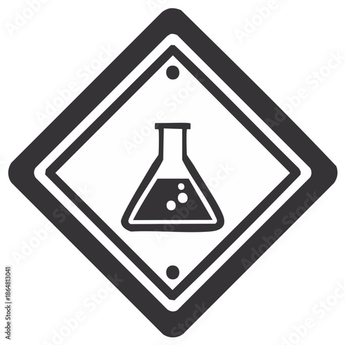 Hazardous chemical liquid substance in erlenmeyer flask warning sign illustration