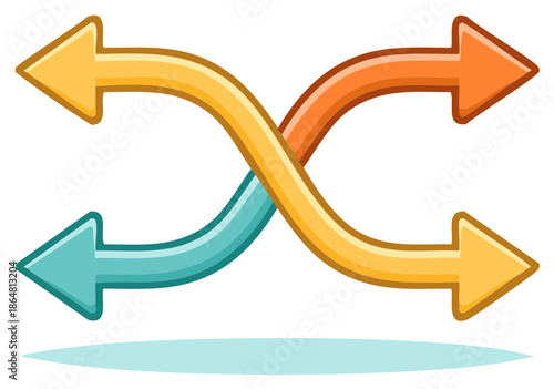 Curved Arrows Crisscrossing Illustrating Directional Change or Flow Vector