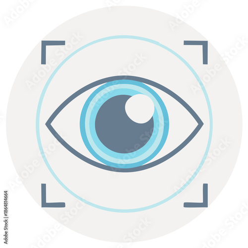 Eye with targeting symbol, eye identification, vision concept, security vector illustration