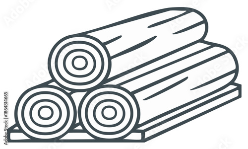 Pile of logs illustration, wooden logs, cut tree trunks, forestry and timber.