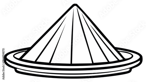 Simple Line Art of a Traditional Asian Conical Hat