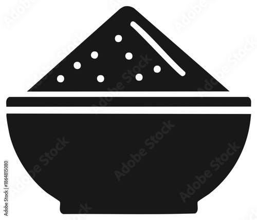 Stylized graphic of spices heap in bowl, food illustration, ingredient portion, vector.
