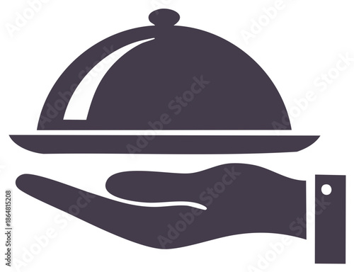 Hand Holding Covered Dish Food Catering Culinary Service Icon