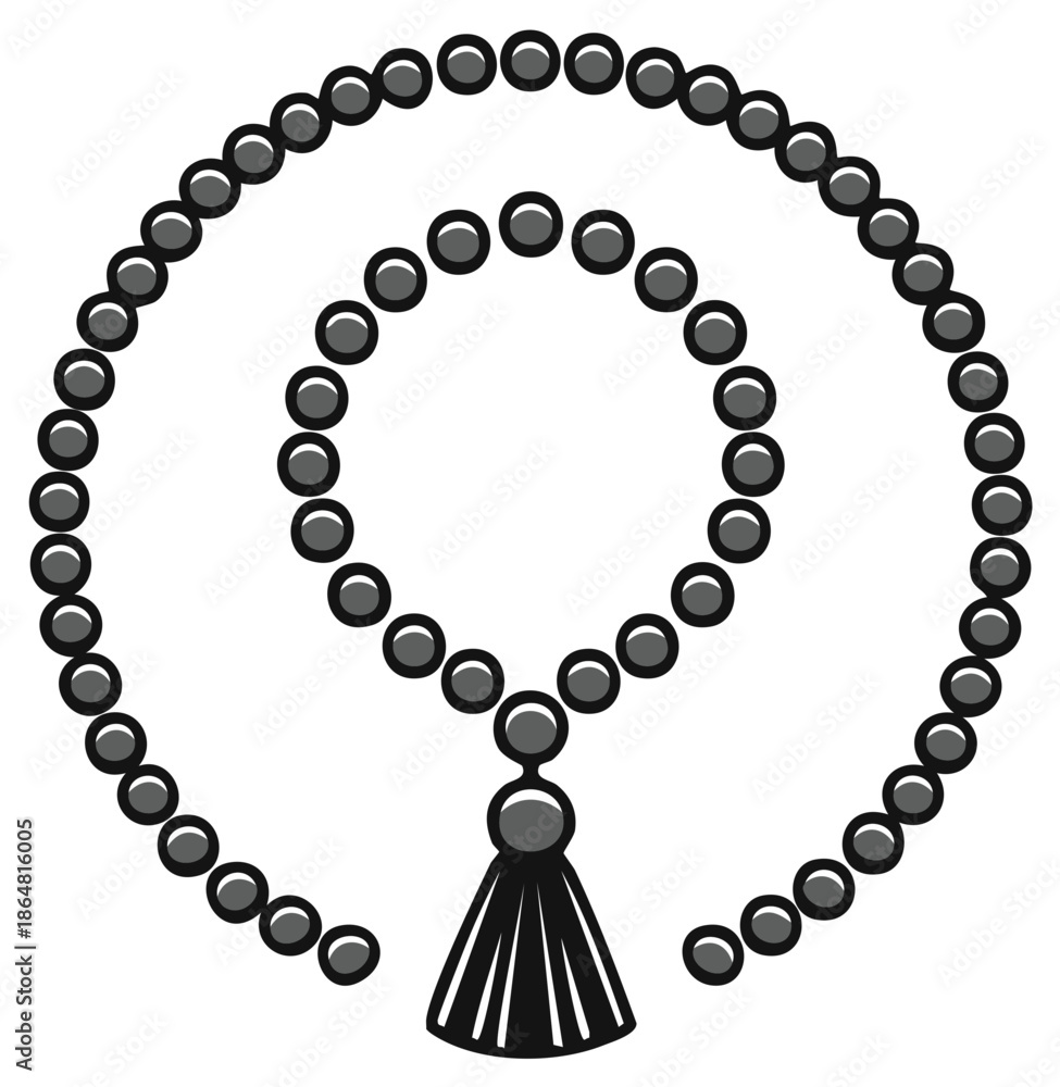 Obraz premium Islamic prayer beads in concentric circular arrangement with a tassel detail
