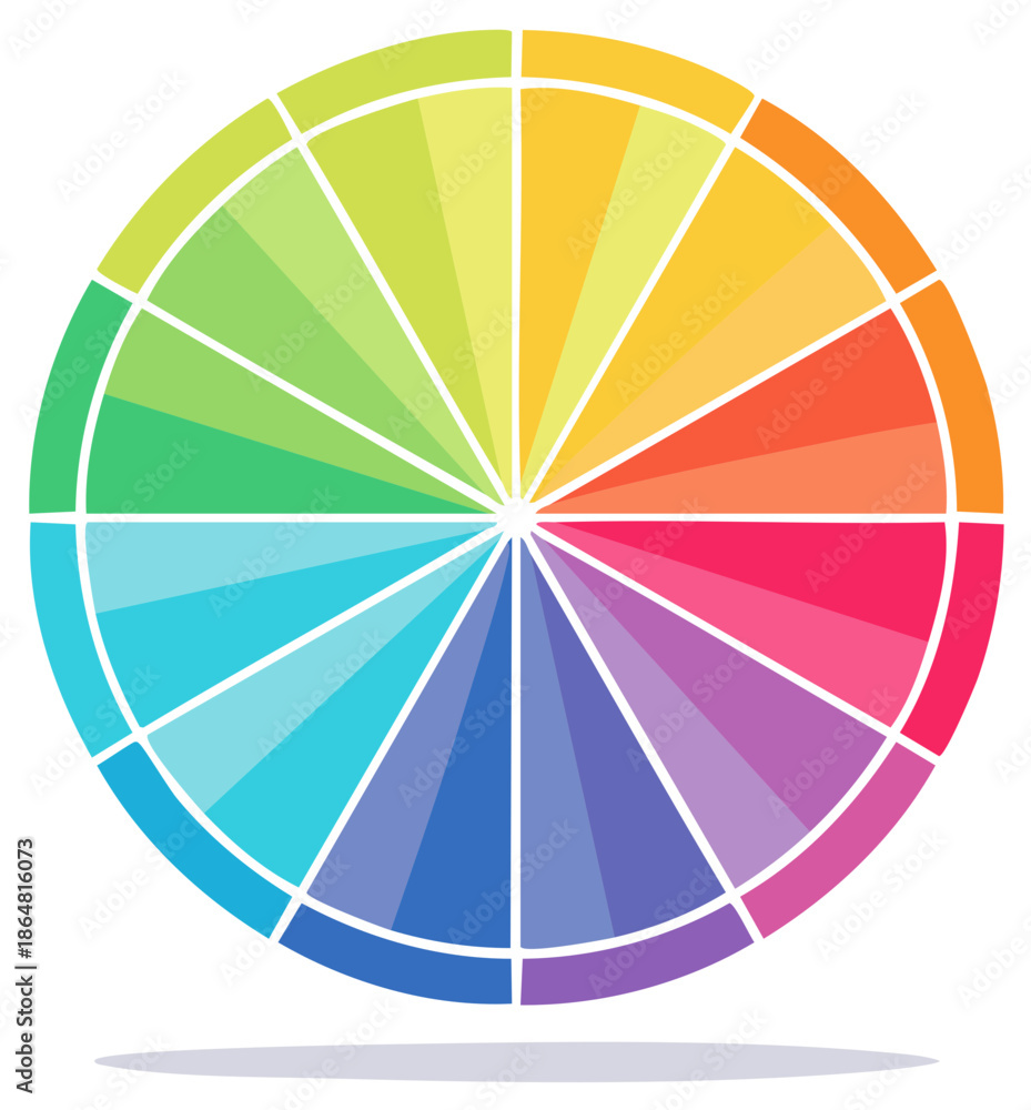 Obraz premium Circular Color Wheel with Rainbow Spectrum, Art Theory and Color Mixing Guide