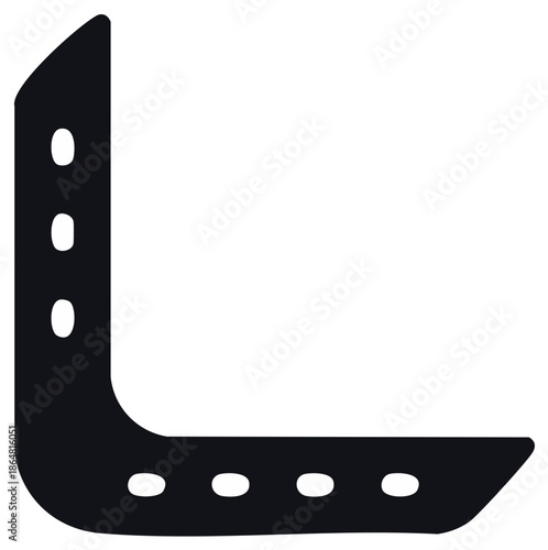Black corner bracket with rivet holes, simple graphic design
