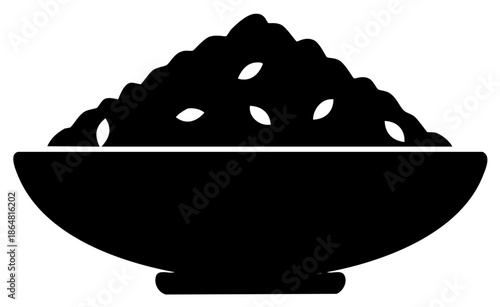 Bowl of Grains Food Staple Basic Simple Food Illustration Black Silhouette