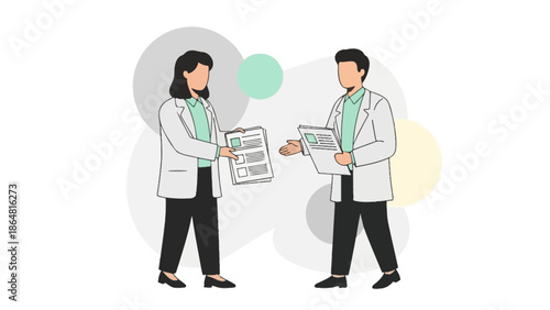 Medical Consultation or Discussion Between Two Healthcare Professionals in a Modern Clinic