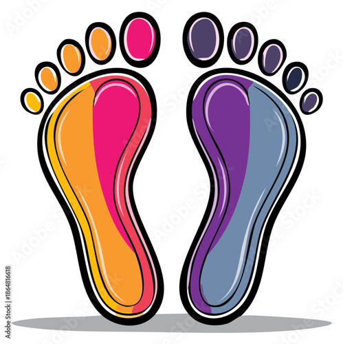 Colorful Footprints Symbolizing Diversity and Individuality in Abstract Art