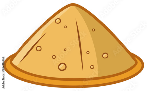Cartoon illustration of a conical mound of sand in an abstract style.