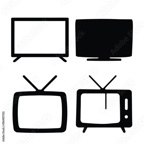 Collection of television icon sets, modern and retro designs. Vector