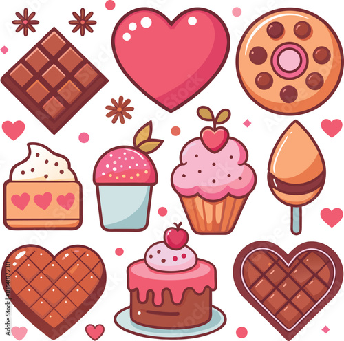 Assorted sweet treats Vector