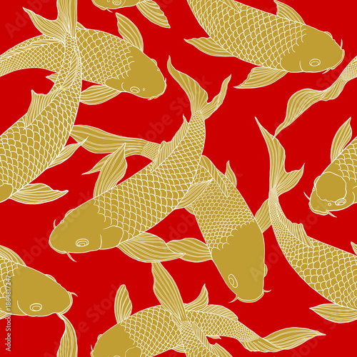 Wallpaper Mural Pattern modern koi carp pattern image that can be connected on all sides for use in decorative design and wallpaper.	
 Torontodigital.ca