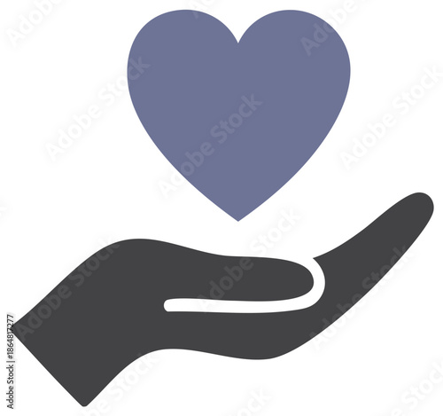 Hand holding a heart icon symbolizing love charity and support
