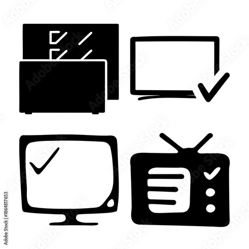 Collection of diverse television screens and media display icons Vector