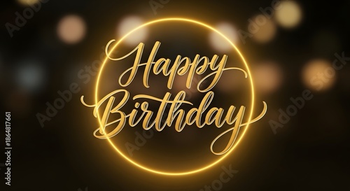 Happy birthday neon sign on black background