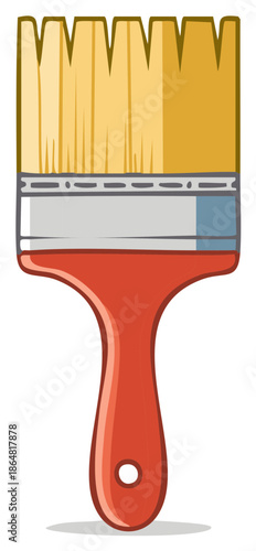 Cartoon paint brush icon with red handle illustration