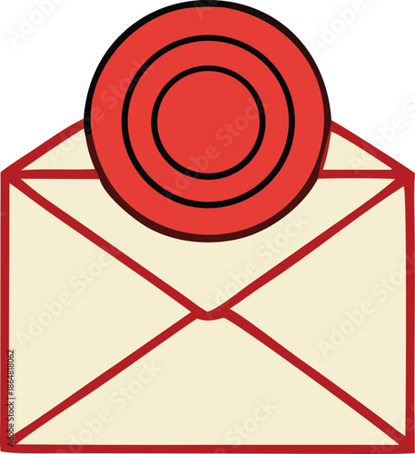 Sealed letter with red wax seal Vector