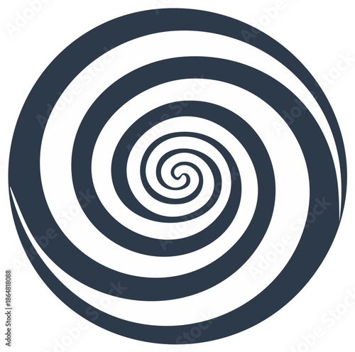 Black and white hypnotic spiral vortex. Abstract optical illusion background. Psychedelic swirl vector graphic.