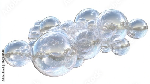 Wallpaper Mural 3D render of transparent bubble cluster isolated on white background Torontodigital.ca