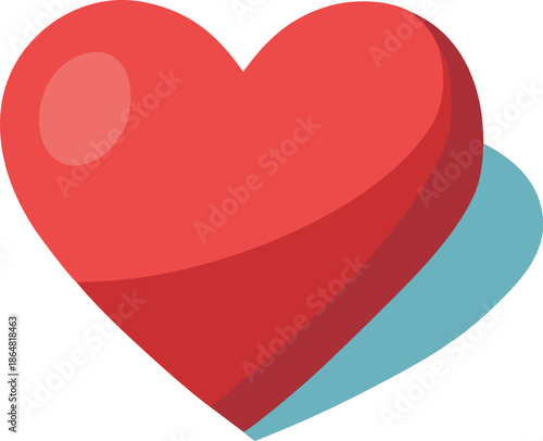 Red heart with sun and blue outline Vector