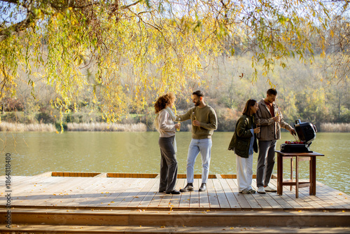 Gathering by the lake for a...