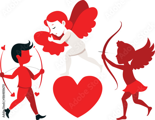 Cupid's playful pursuit Vector