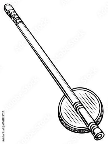 Rabab musical instrument line art illustration. Traditional instrument outline.