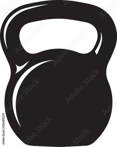 Black kettlebell silhouette illustration for fitness and strength training icon design