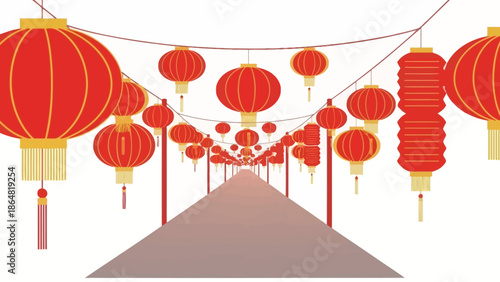 Chinese New Year red lanterns decoration.
