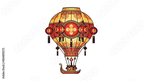 Chinese lantern hot air balloon with ornament.
