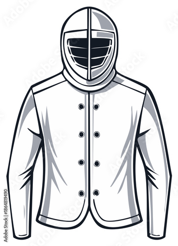 Professional fencing uniform protective jacket and mask for competitive sport