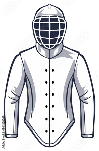Traditional jockey uniform with protective helmet and double breasted jacket illustration
