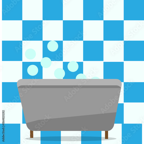 bathroom bubbles, blue tiles, bathroom,