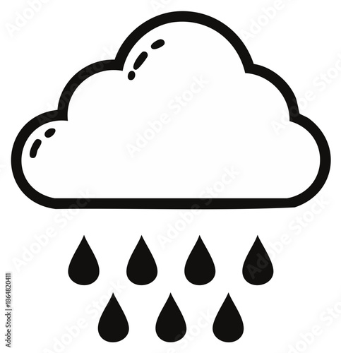 Weather Icon of Cloud with Rain Simple Design for Forecasts and Climate Visuals