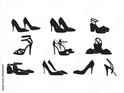Collection of stylish high heels in various designs and styles
