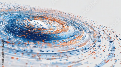 Abstract circular flow representing data movement isolated on white background