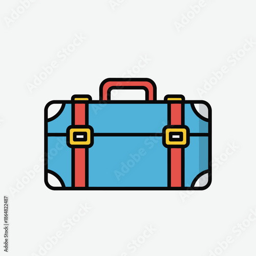 Blue Travel Suitcase Icon.