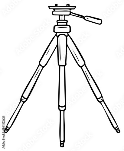 Illustrated Line Art of a Photography Tripod