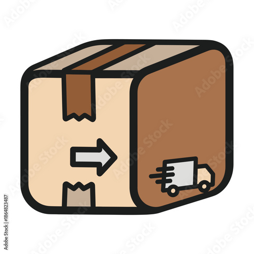 Brown Delivery Box Moving Fast.