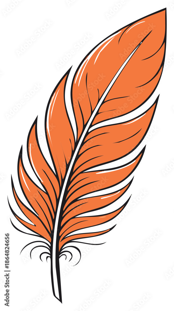 Obraz premium Vibrant orange feather elegant illustration artwork with decorative details