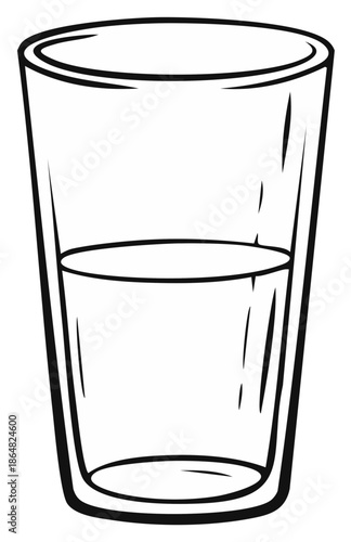 Simple Outline of a Tall Glass Half Filled with Water
