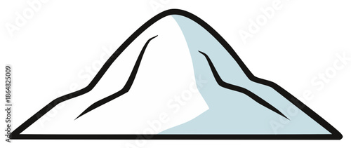 Simple outline illustration of a snow-capped mountain peak with blue shading
