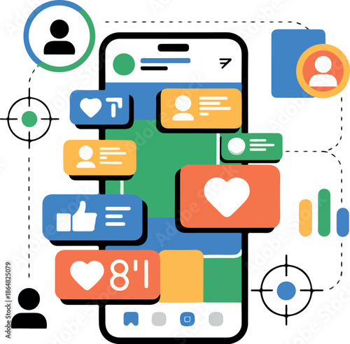 Social Media Remarketing Strategy with Targeted Advertising Concept