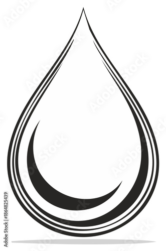 Abstract Water Drop Icon with Circular Lines Symbolizing Purity and Flow