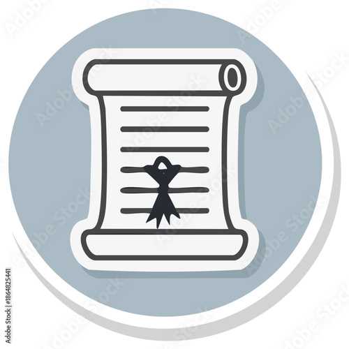 Parchment Scroll with Seal Icon Document Legal Paper Illustration Announcement Information Ancient Writing